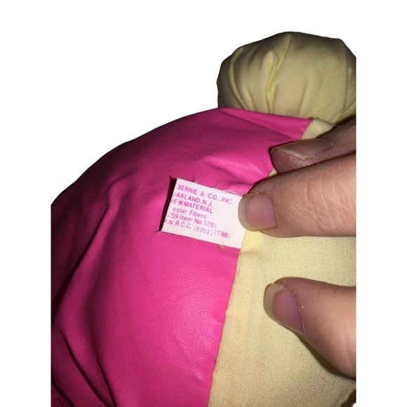 RUSS Berrie & Co Plump Pink and Yellow Fabric Rabbit - Puffy Plush with Unique L - Picture 9 of 10